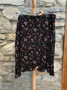 Black Floral A-Line Skirt